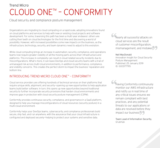 CLOUD ONE™ – CONFORMITY