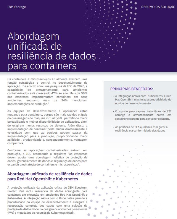 Abordagem unificada de resiliência de dados para containers